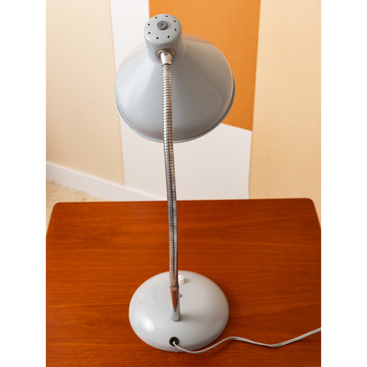 Lampe vintage industrielle émaillée grise Julia N°1067 - Bon état gris, DEBONGOUT