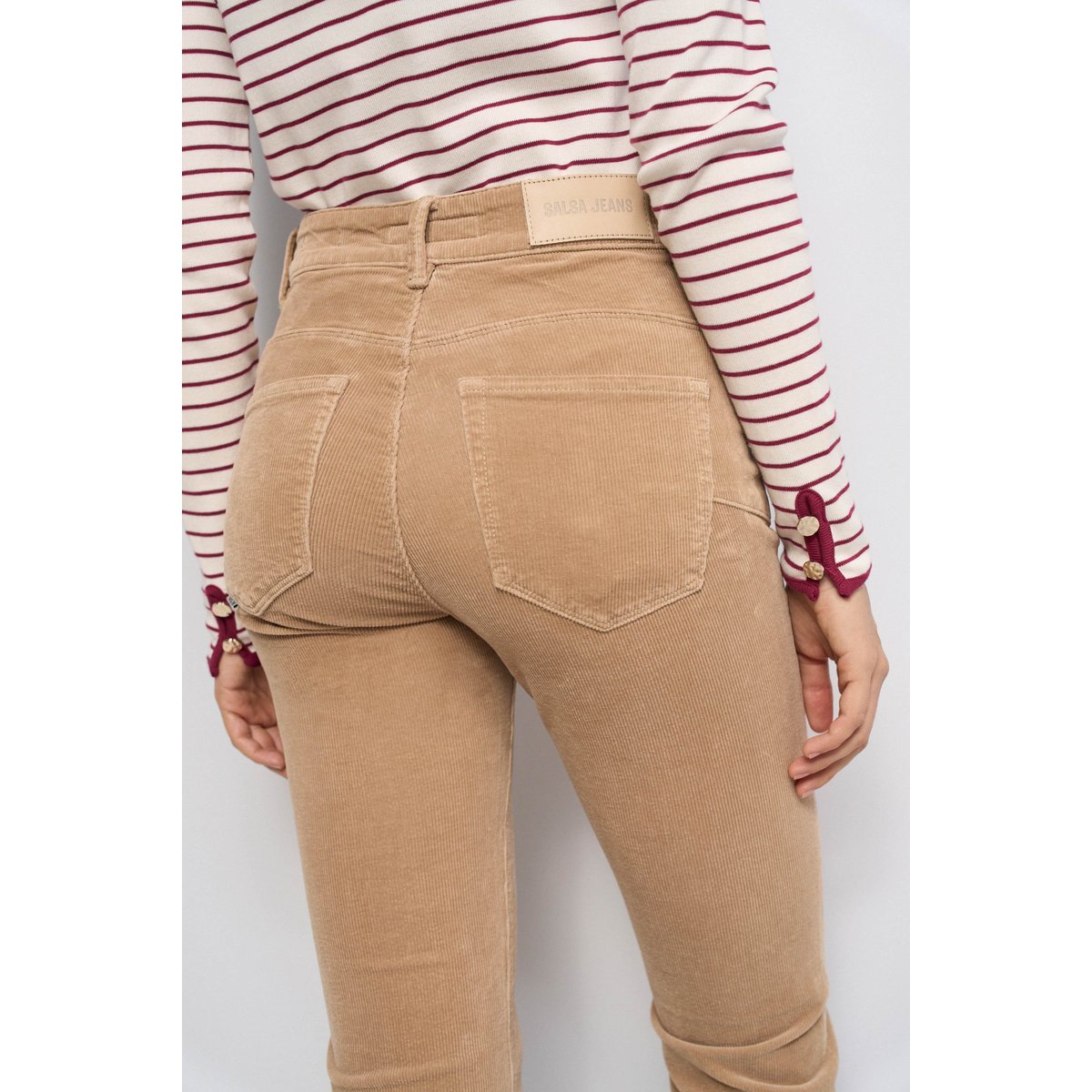JEAN FAITH PUSH IN FLARE EN VELOURS CÔTELÉ beige, SALSA JEANS
