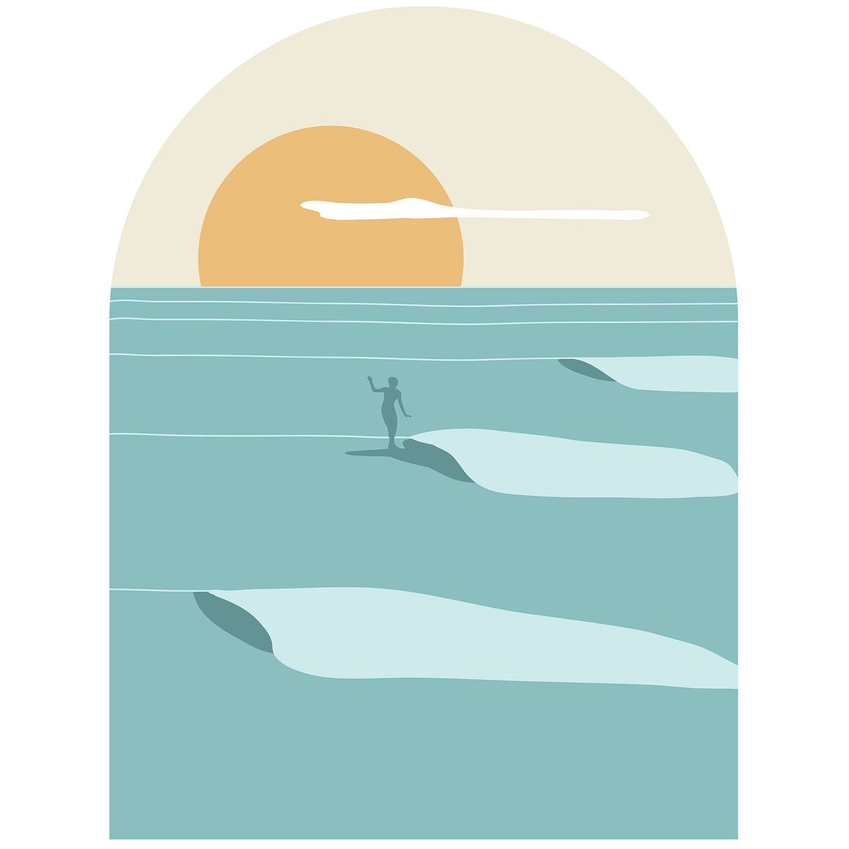 Papier peint surf au coucher du soleil intissé, HEXOA