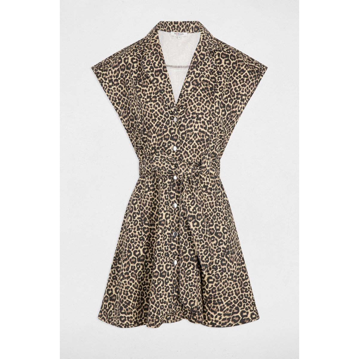 Robe courte patineuse en jean multicolore, MORGAN