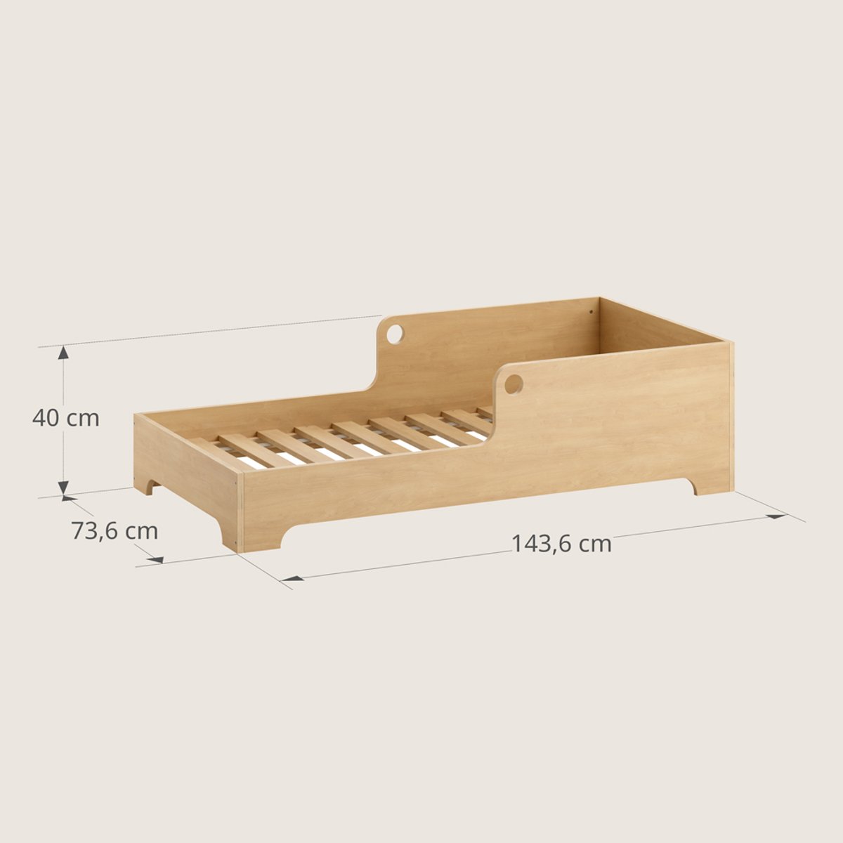 Lit au sol montessori ELLIPSE naturel, PETITE AMELIE