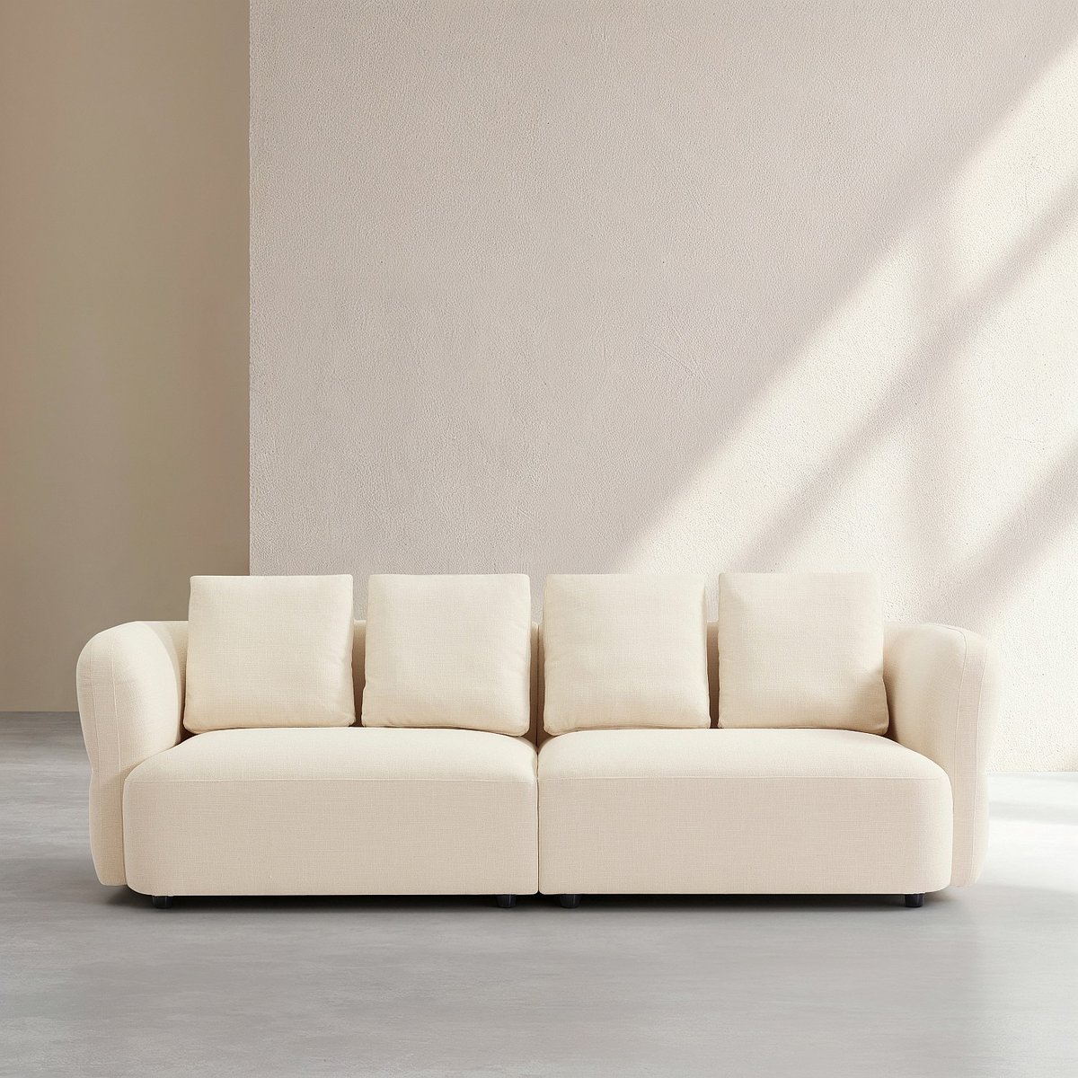 Canapé en tissu texturé MASIO crème, HABITAT