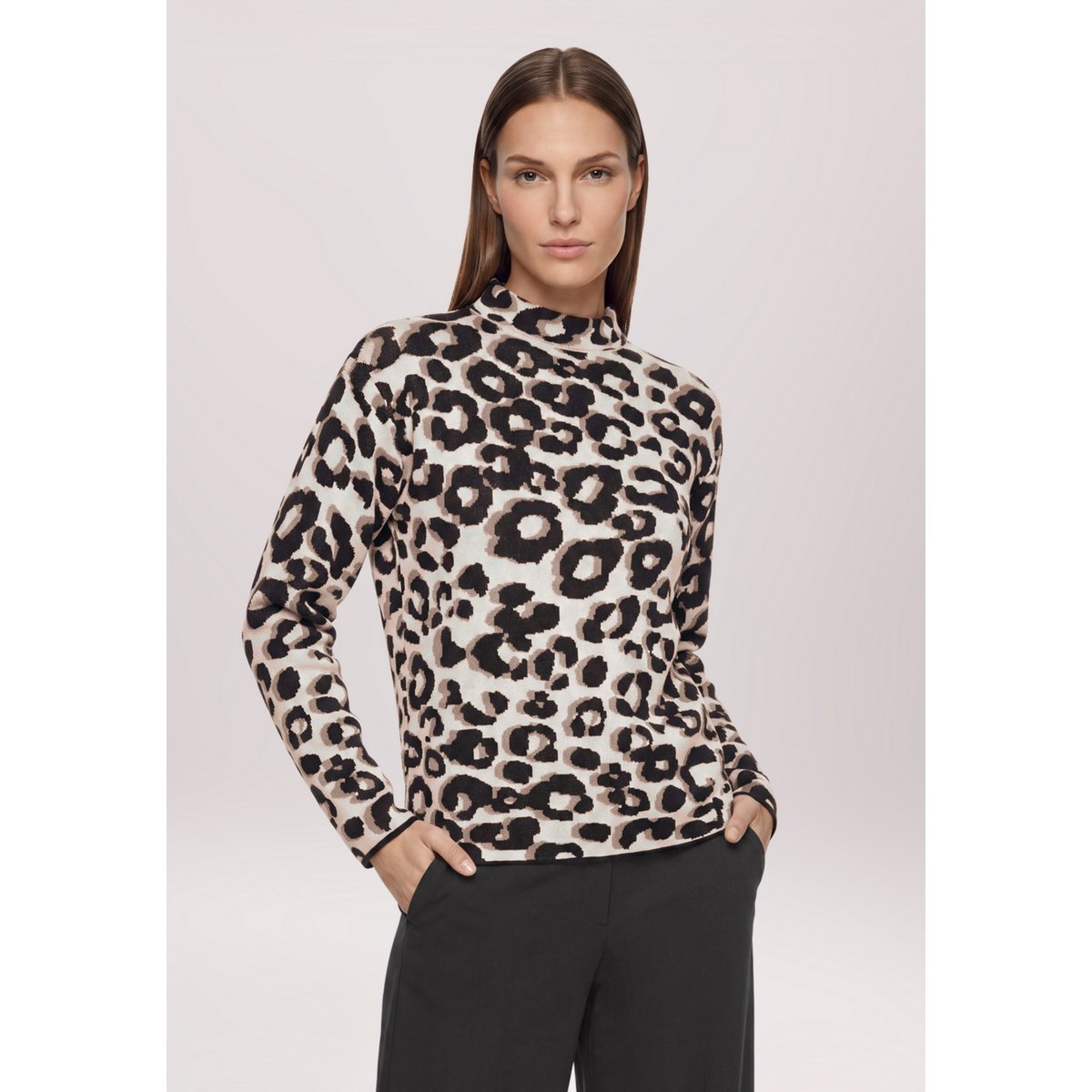 Pull-over en maille à motif jacquard patch black/beige, BETTY BARCLAY