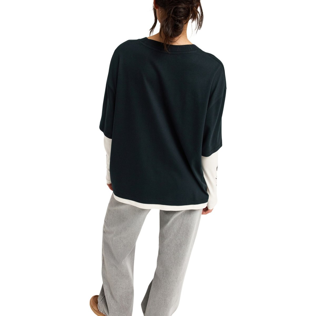 T-shirt oversize à manches longues doubles DOUBLE VIEW. noir anthracite, ROXY