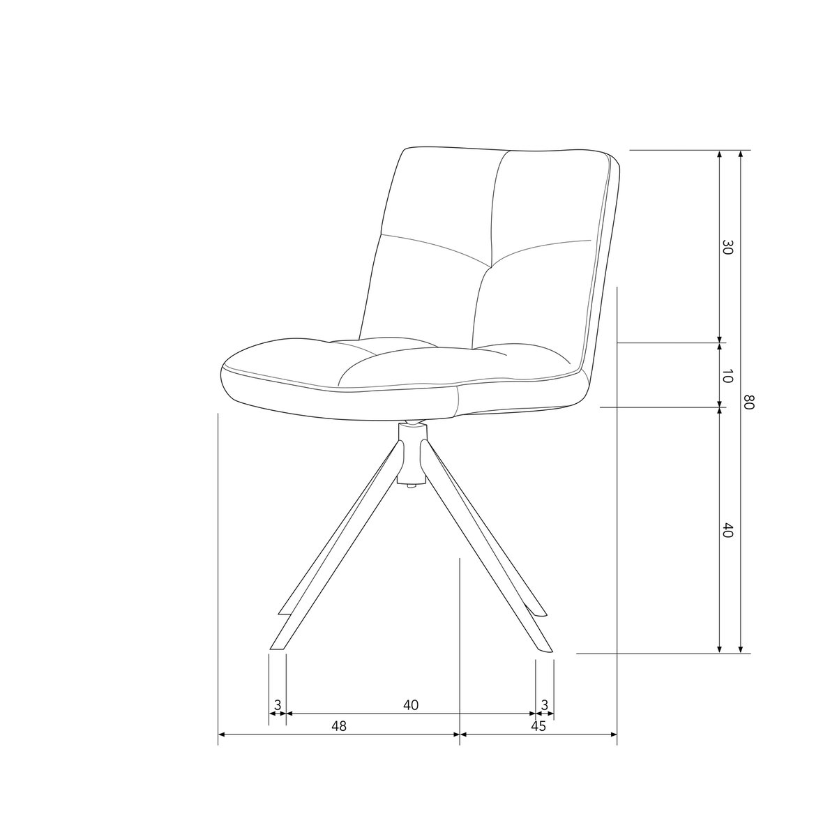 Chaise de table rotatif bouclé VINNY sable, WOOOD