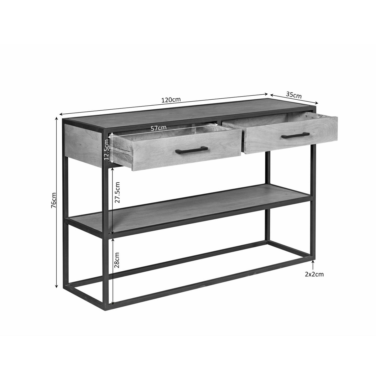 Console d'entrée bois clair 2 plateaux 2 tiroirs RIVANO bois naturel, PIER IMPORT
