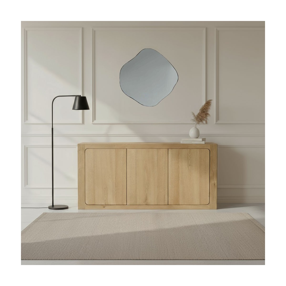 Buffet 3 portes en chêne massif - PALOMA bois clair, SIGNATURE