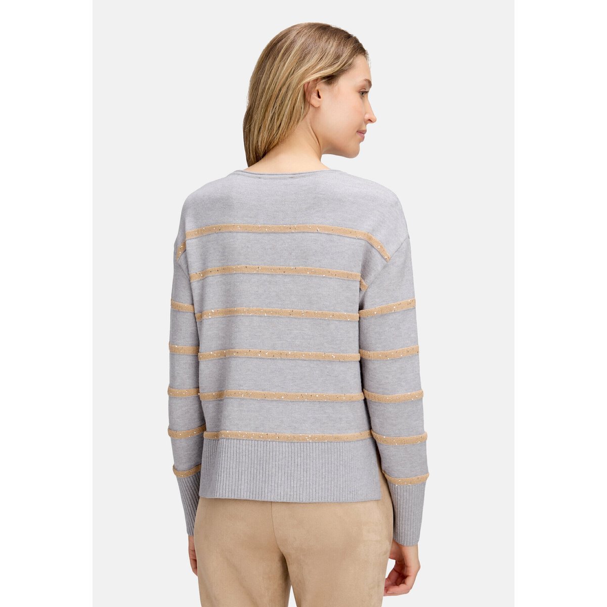Pull-over en maille à paillettes patch grey/beige, BETTY BARCLAY