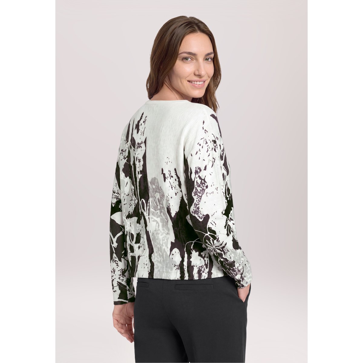 Pull-over en maille à impression blanc/noir, BETTY BARCLAY
