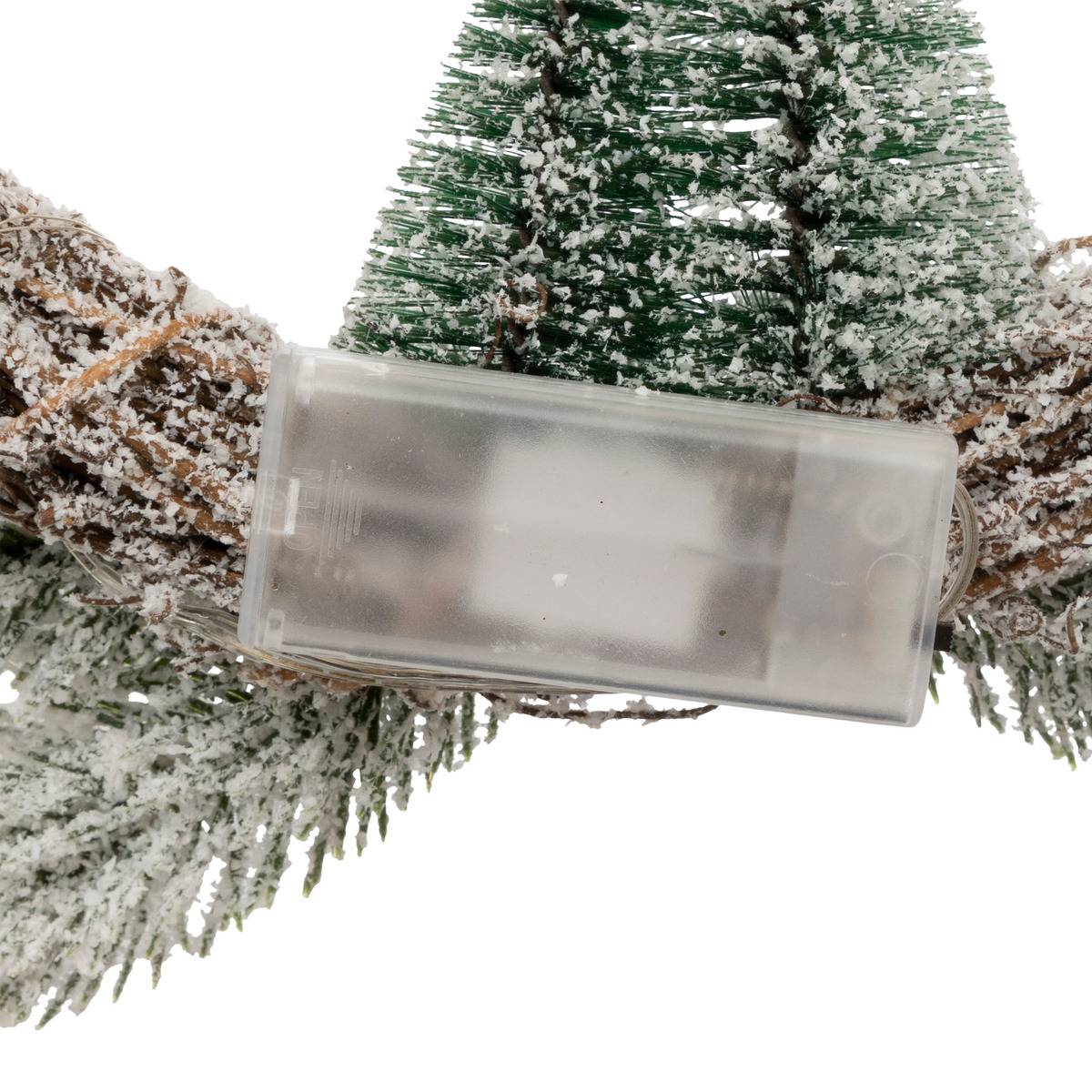 Couronne avec sapins LED D23 cm vert, FEERIC LIGHTS & CHRISTMAS
