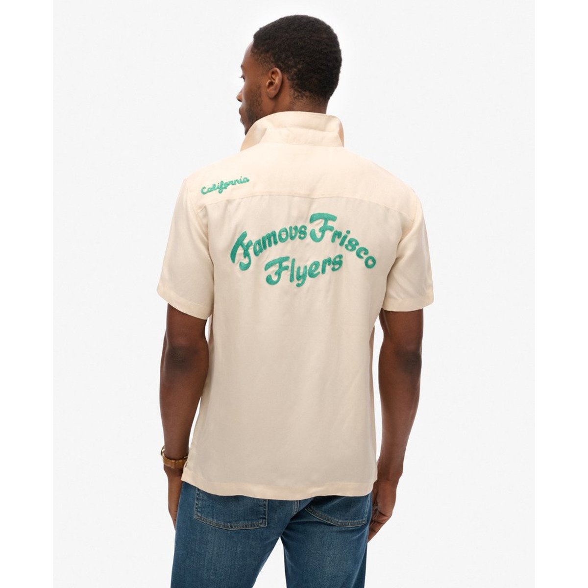Chemise à manches courtes Vintage Bowling grège, SUPERDRY
