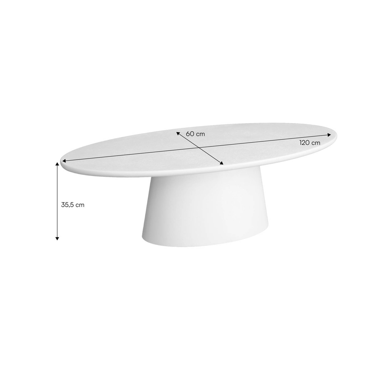 Table basse ovale finition effet béton NELL blanc, SWEEEK