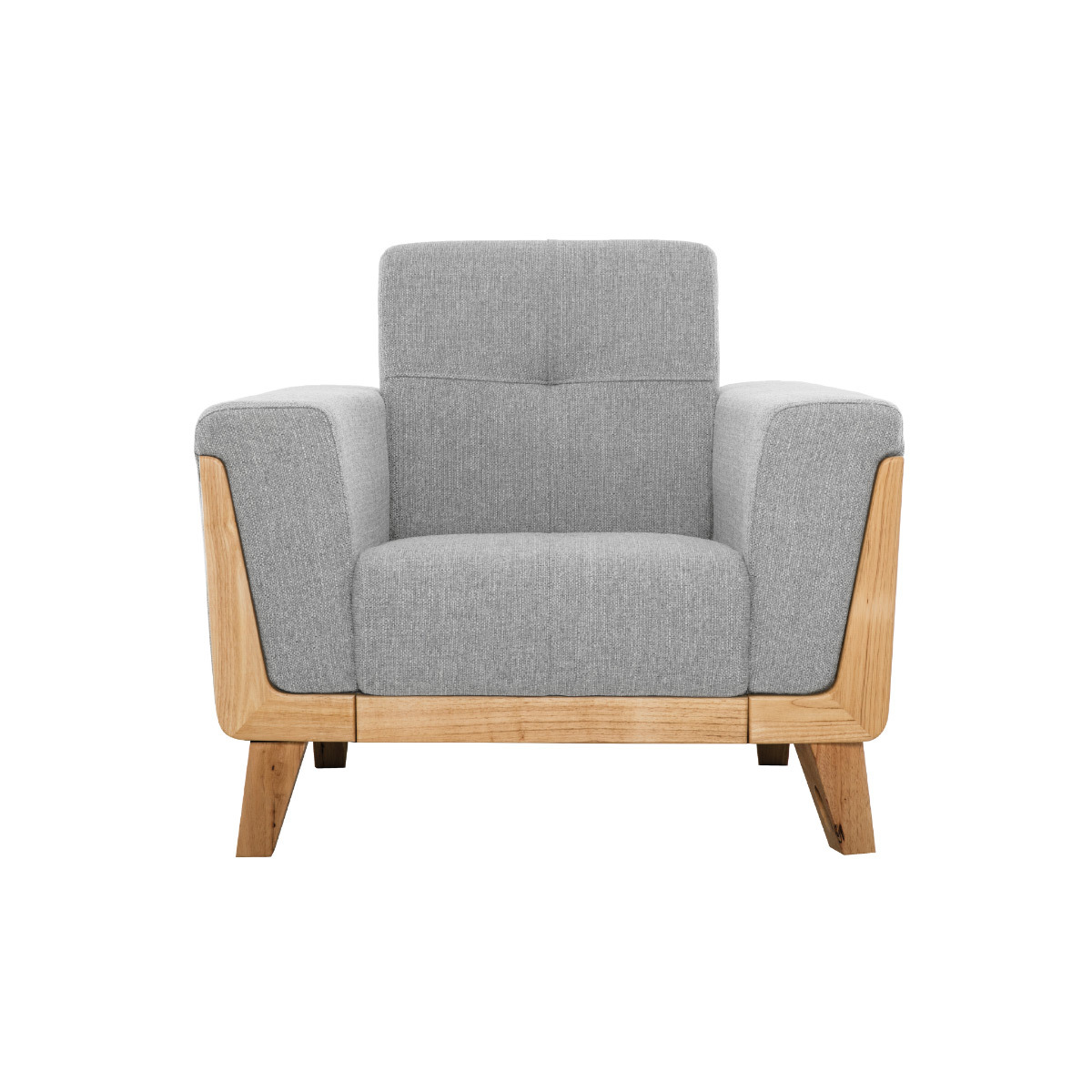 Fauteuil scandinave en tissu et bois FJORD gris clair, MILIBOO