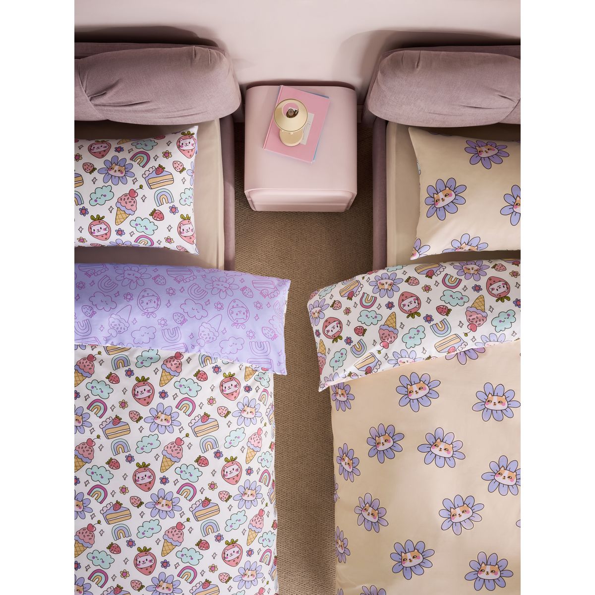 Housse de couette/taies d’oreiller, lot 2 personnage kawaii, NEXT
