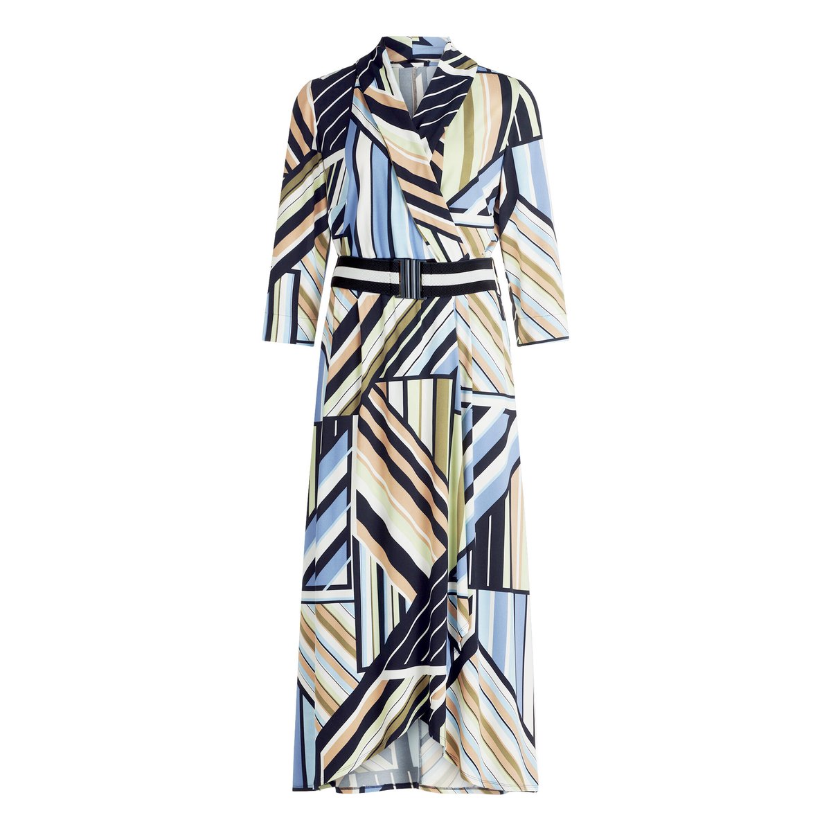 Robe longueur midi à volant bleu/vert, BETTY BARCLAY