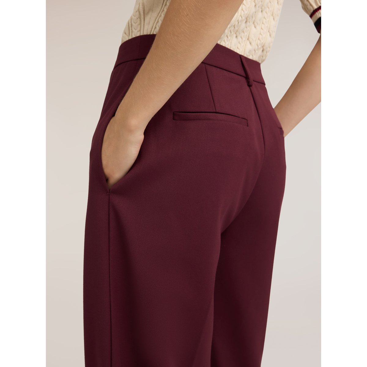 Pantalon palazzo à pli marqué burgundy, MOTIVI
