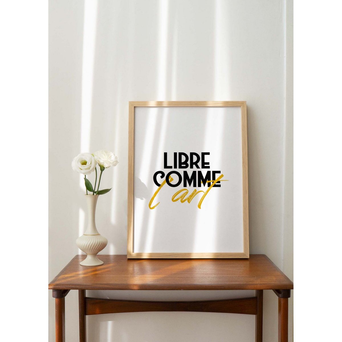 Affiche 'Libre comme l'art' blanc, L'AFFICHERIE