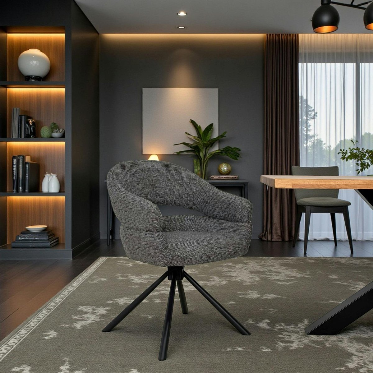 Fauteuil de table pivotant à dos ouvert (lot de 2) IENA gris, PIER IMPORT