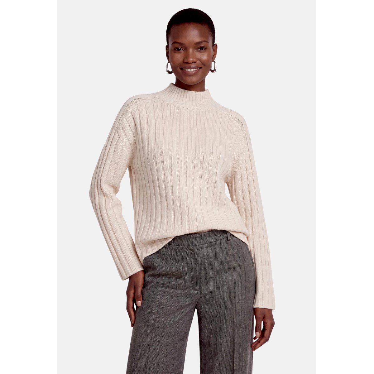 Pull-over en maille à col droit cream, ZERO