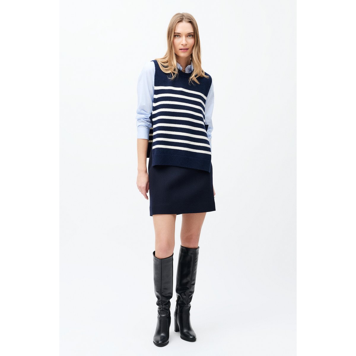 Poncho col rond doux HEVY 2 bleu marine, CAROLL