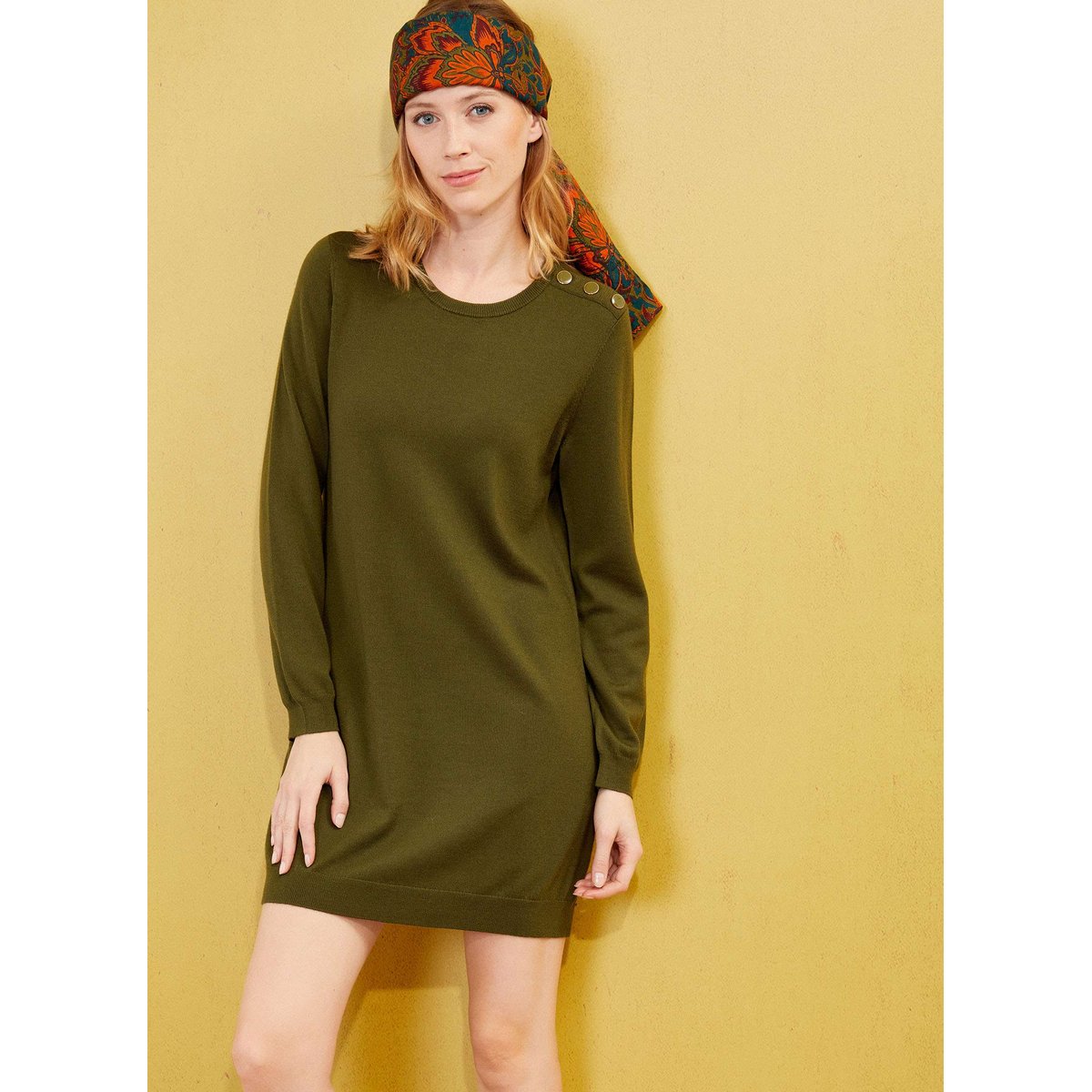 Robe pull unie MOTUS vert kaki, LA FIANCÉE