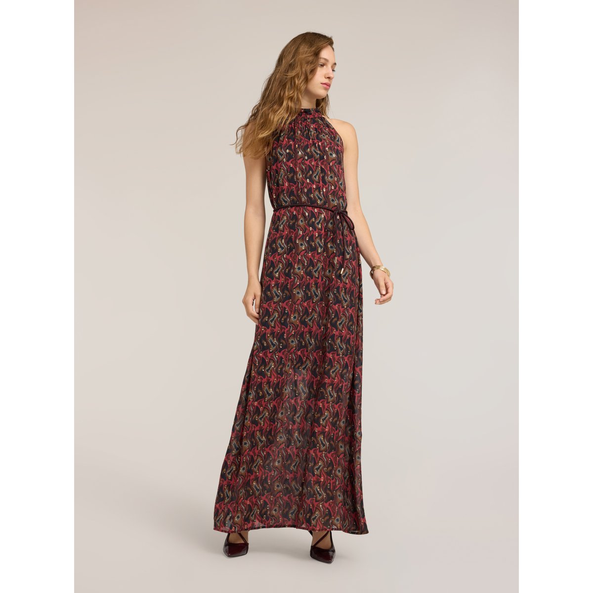 Robe longue imprimée rouge, MOTIVI