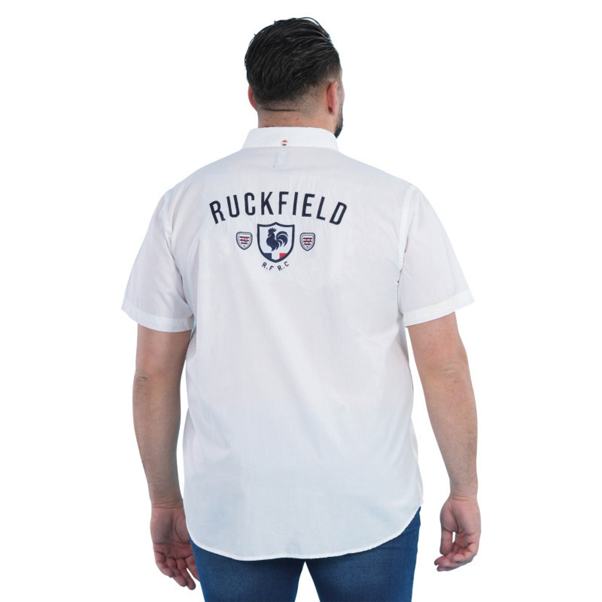 Chemise en coton biologique blanche unie pourvue d'un col américain blanc, RUCKFIELD