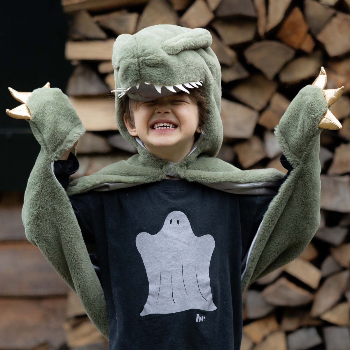 Déguisement enfant cape dinosaure T Rex toute douce vert, GREAT PRETENDERS