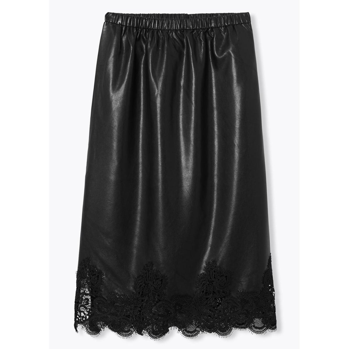 Jupe midi simili et dentelle noir, PROMOD
