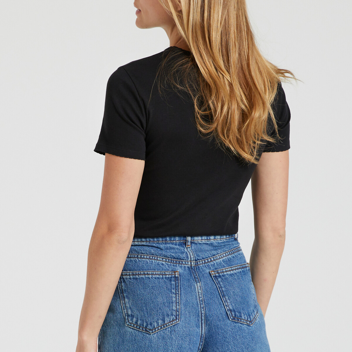 Iconic Organic Cotton T-Shirt with Crew Neck black, PETIT BATEAU