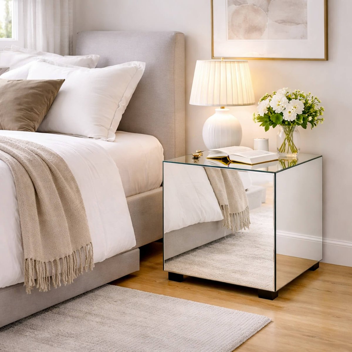 Chevet 1 tiroir en verre miroir, LUXURY argent, KARE DESIGN