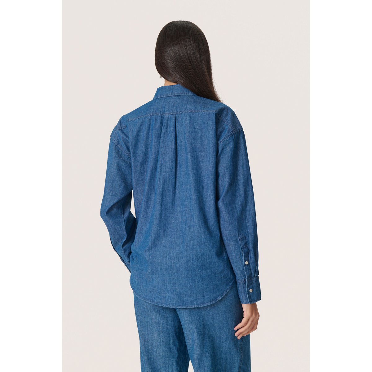 Long sleeved shirt bleu medium blue denim, SOAKED IN LUXURY