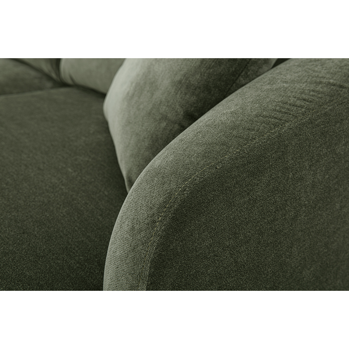 Canapé d'angle droit 3 places en tissu effet velours texturé vert kaki et métal noir JERRY kaki, MILIBOO
