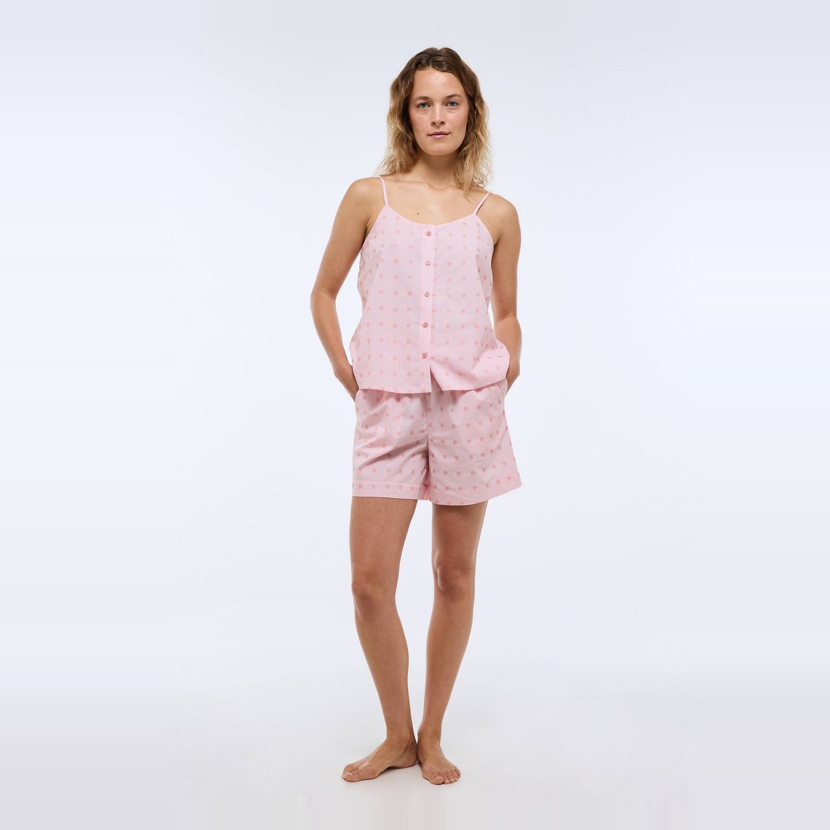 Short vichy en coton blanc, MONOPRIX