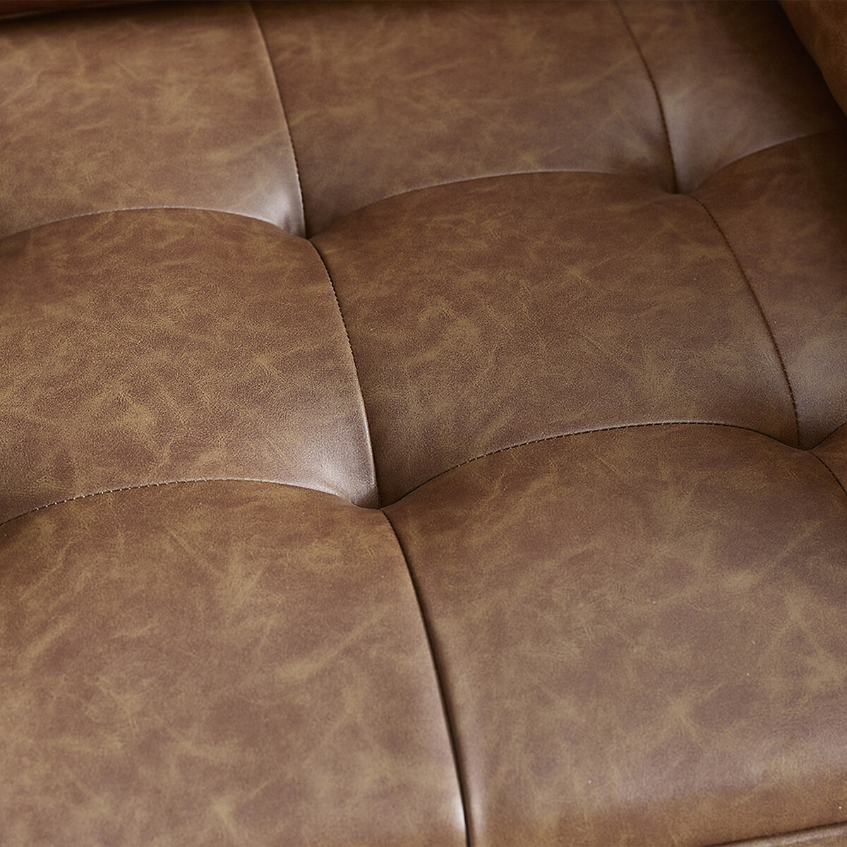 Hadley Mid-Century Faux Leather 2 Seater Sofa walnut, SO'HOME