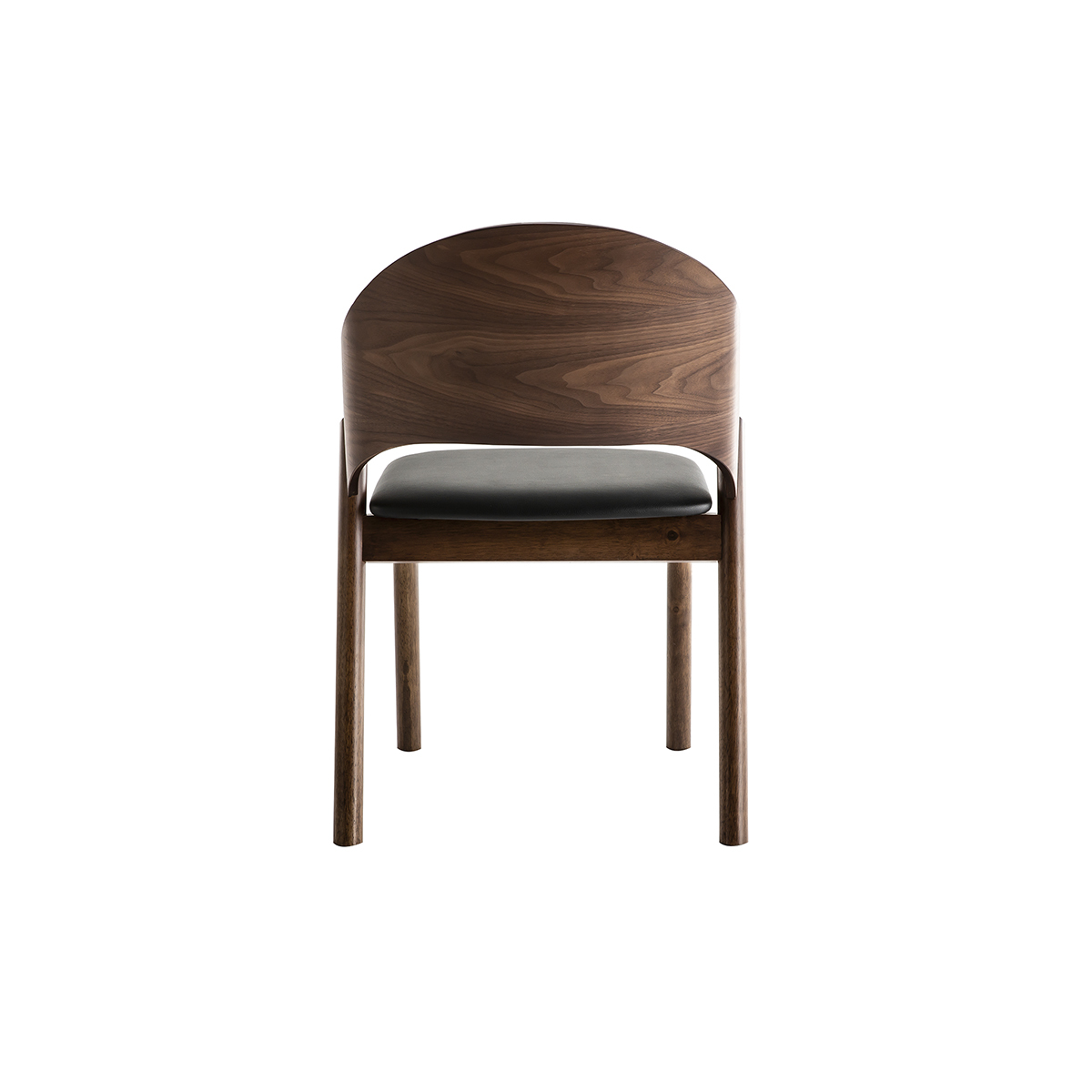 Chaises vintage en bois foncé noyer et assises noires (lot de 2) AVALON noyer, MILIBOO