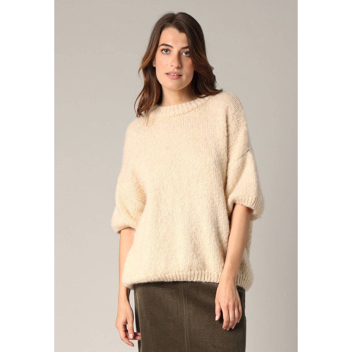 Pull ample en grosse maille AMBRA crème, DEELUXE