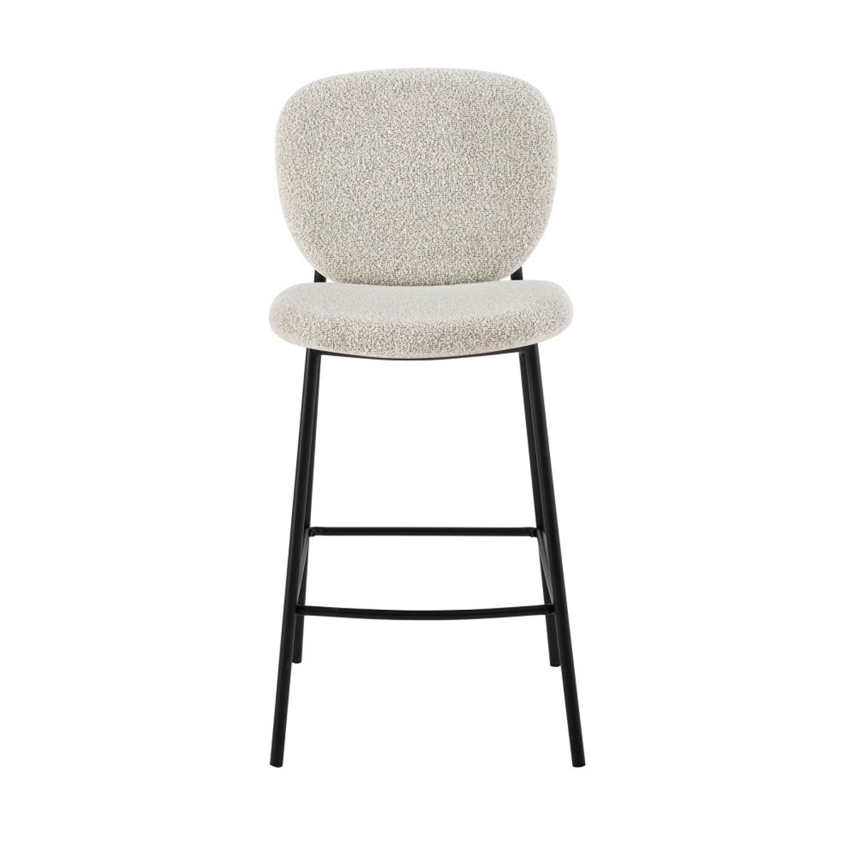 Lot de 2 tabourets de bar en tissu et métal H65cm- DALBY écru chiné, DRAWER