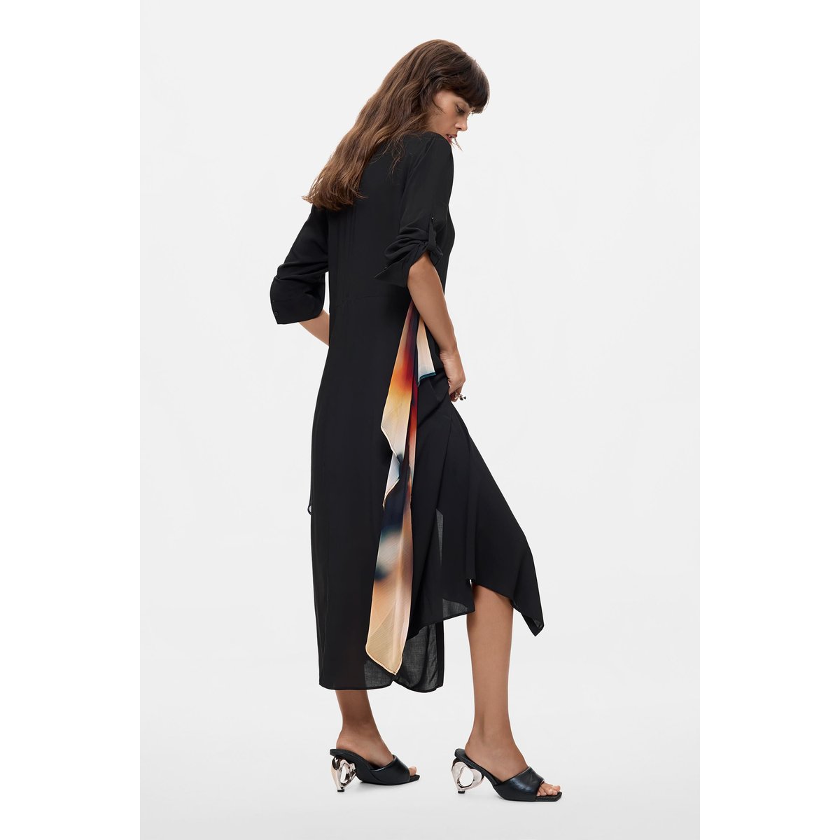 Robe chemise midi noir, DESIGUAL