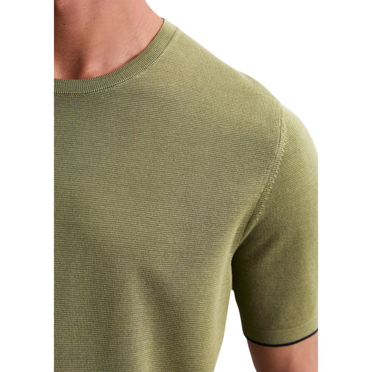 T-shirt en maille fine Travel Collection en pur coton bio vert clair, MARC O'POLO