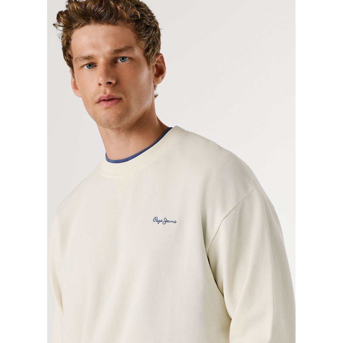 Sweat col rond GEO CREW blanc cassé, PEPE JEANS