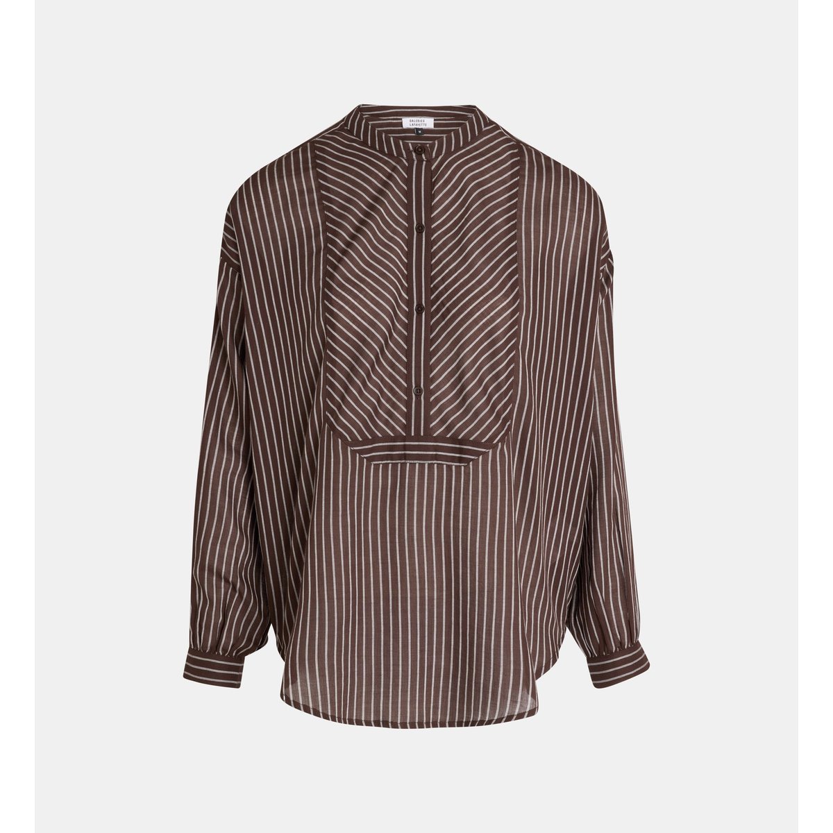 Blouse emile ray coton blanc et marron, GALERIES LAFAYETTE