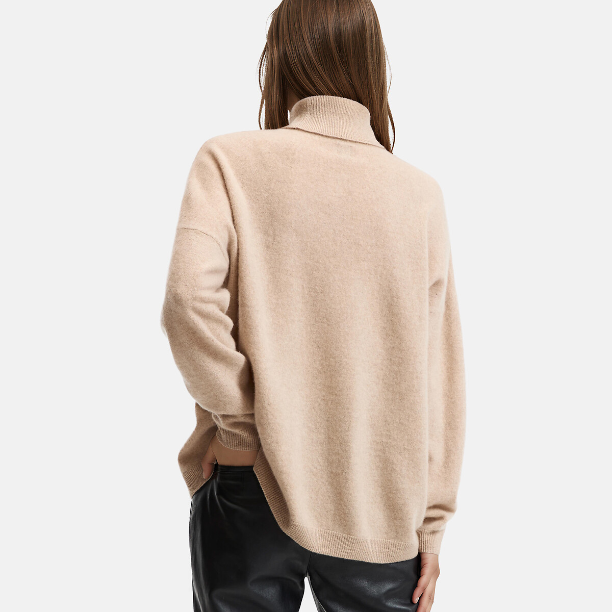 Trui met rolkraag, fijn kasjmier mêleebeige, LA REDOUTE COLLECTIONS