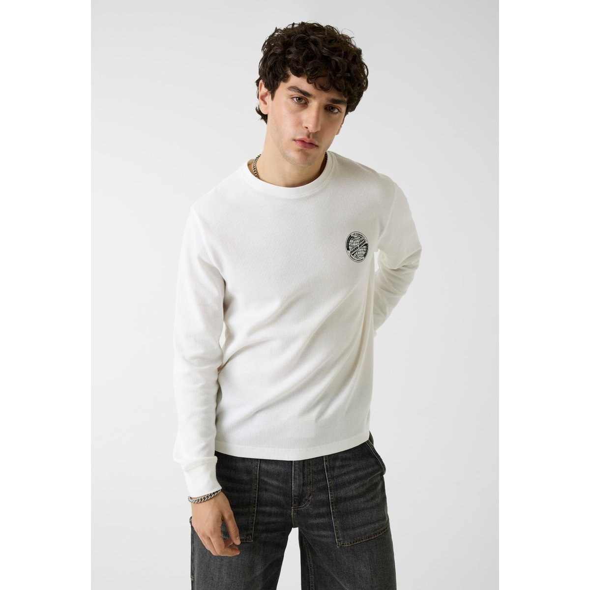 T-Shirt À Manches Longues Avec Logo blanc, GUESS