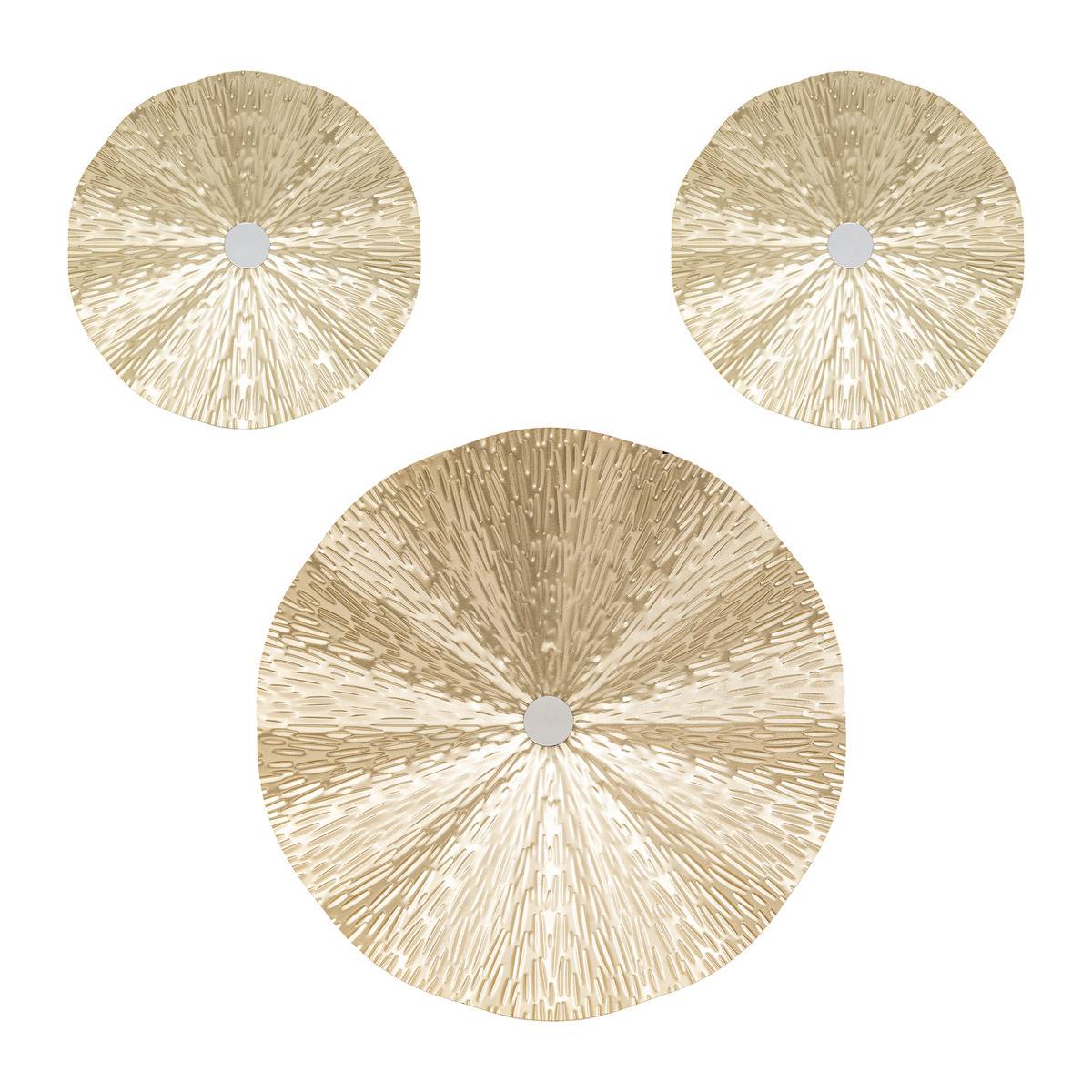 Lot de 3 décorations murales disques métal doré LESLIE doré, ATMOSPHERA