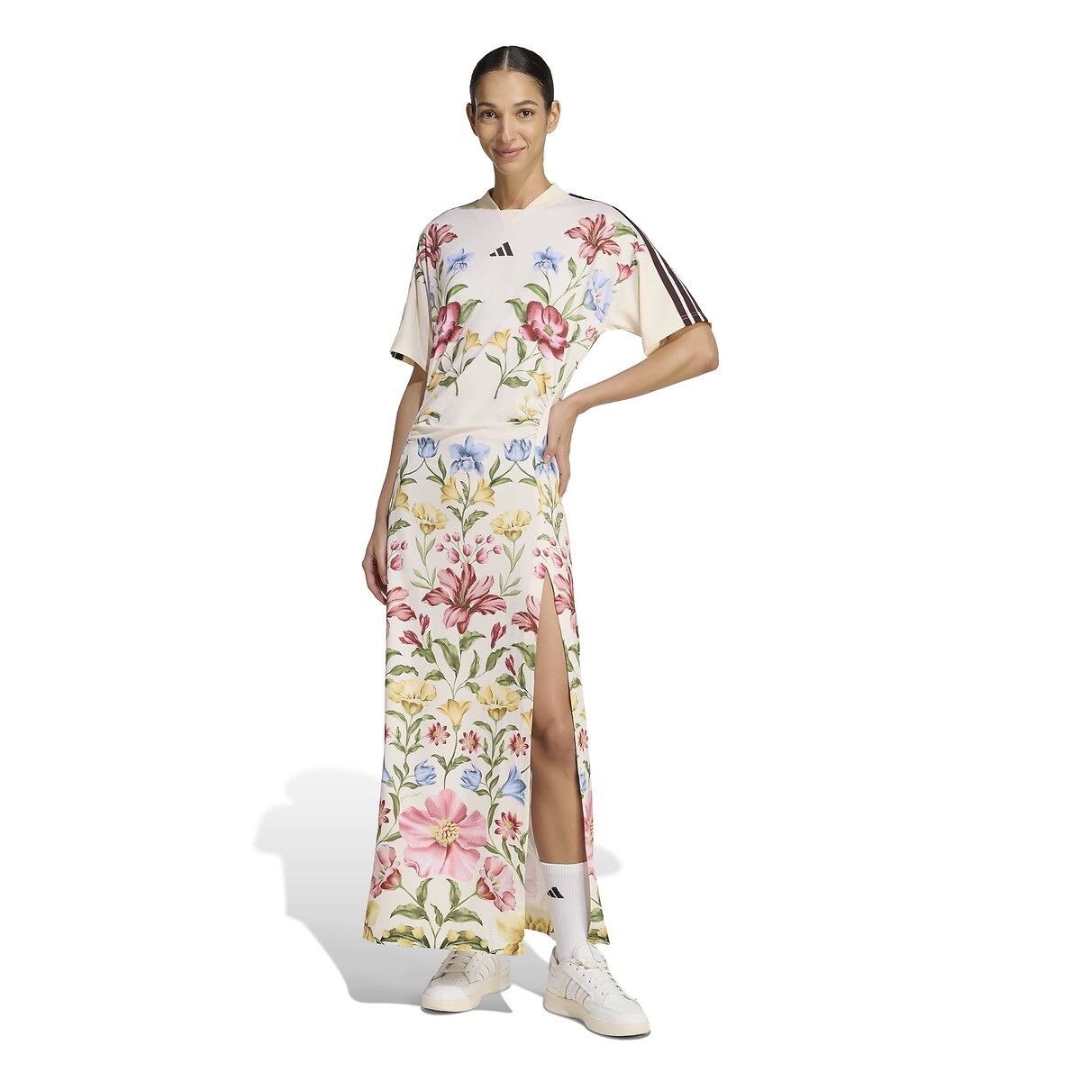 Robe longue imprimée FARM RIO beige/imprimé fleurs, ADIDAS SPORTSWEAR