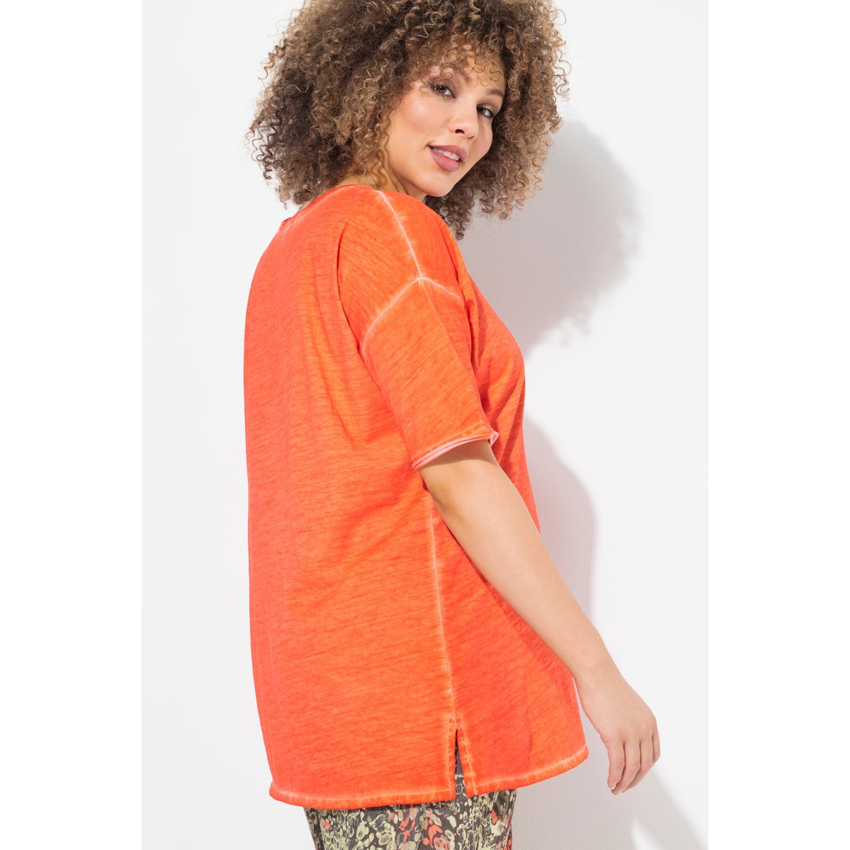 T-shirt oversize. Manches courtes. Poche rose corail, ULLA POPKEN