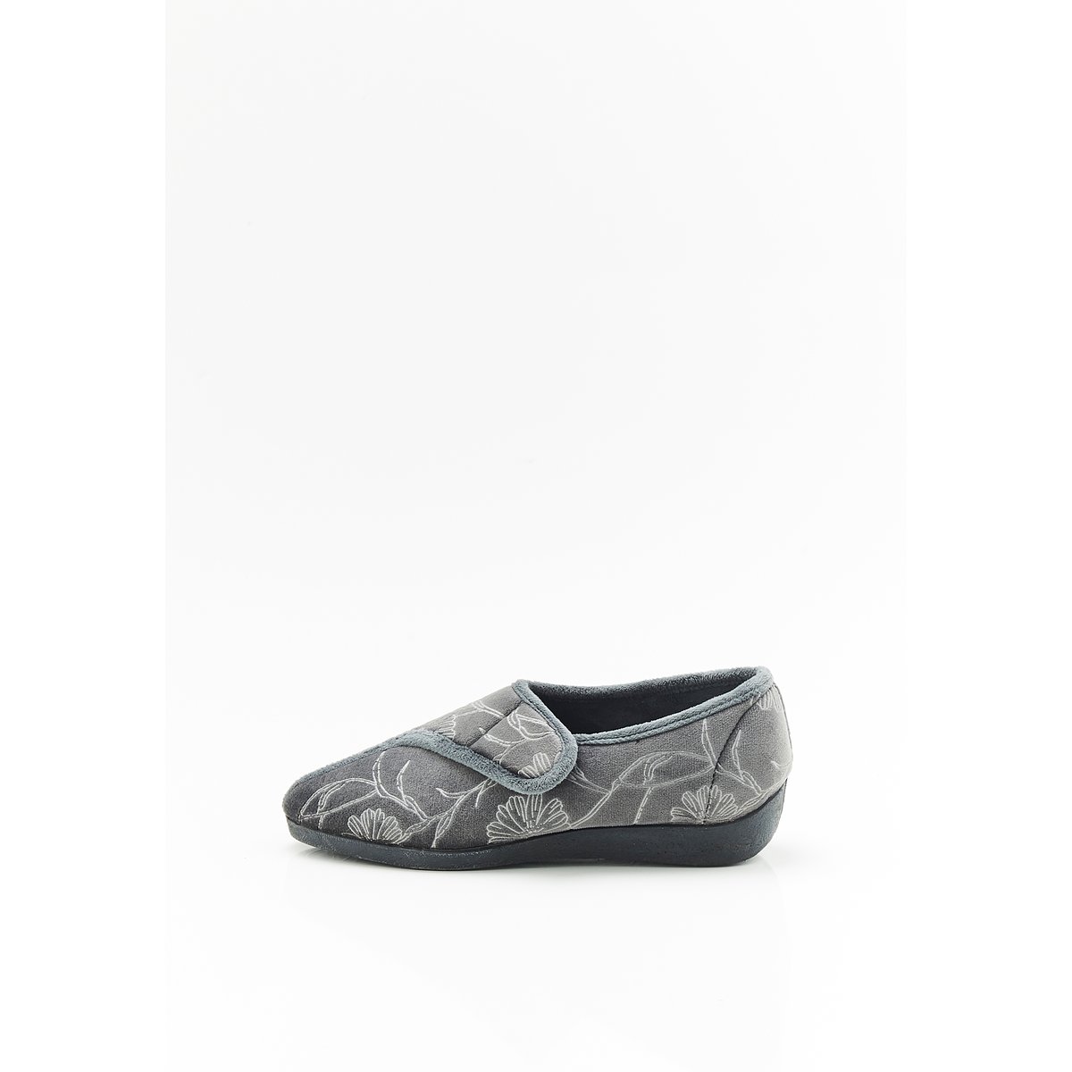 Chaussons à scratch gris foncé, DAMART