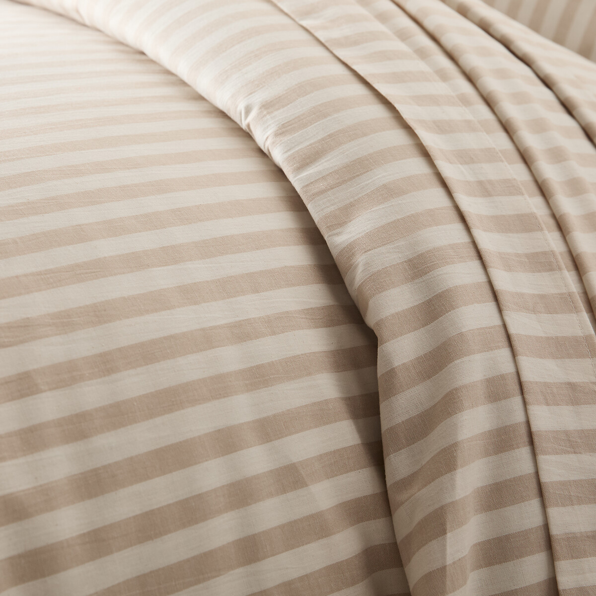 Housse de couette en coton, SOIZIC BEIGE rayé beige, LA REDOUTE INTERIEURS