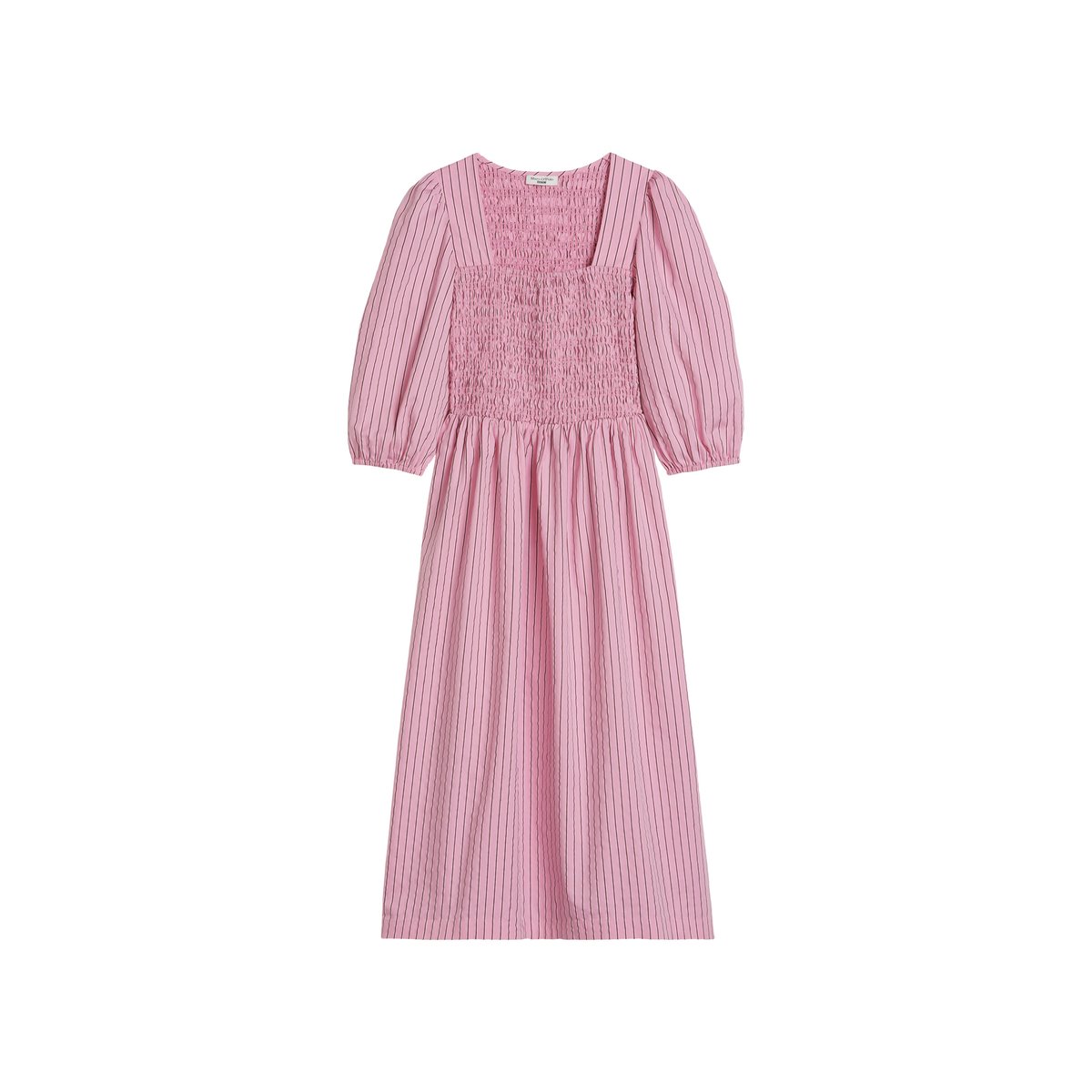 Robe à rayures avec partie supérieure smockée rose, MARC O’POLO DENIM